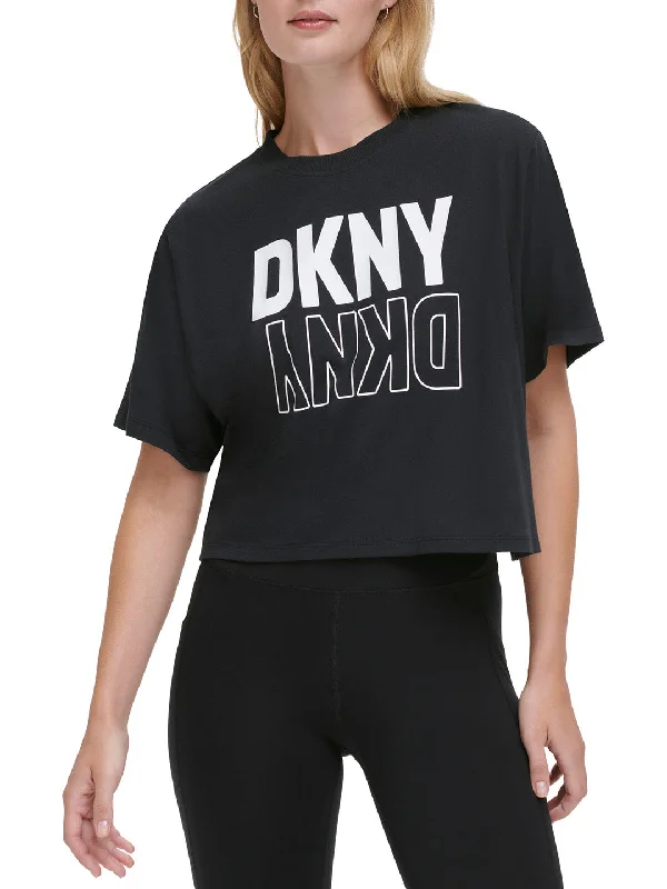 DKNY Women Black Printed Round Neck Short Sleeves T-Shirt