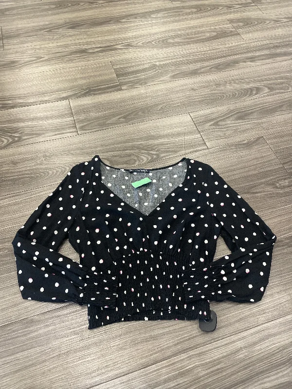 Blouse Long Sleeve By Abercrombie And Fitch In Polkadot Pattern, Size: M