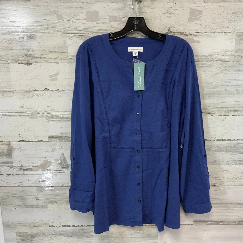 Blouse Long Sleeve By Coldwater Creek In Blue, Size: 3x