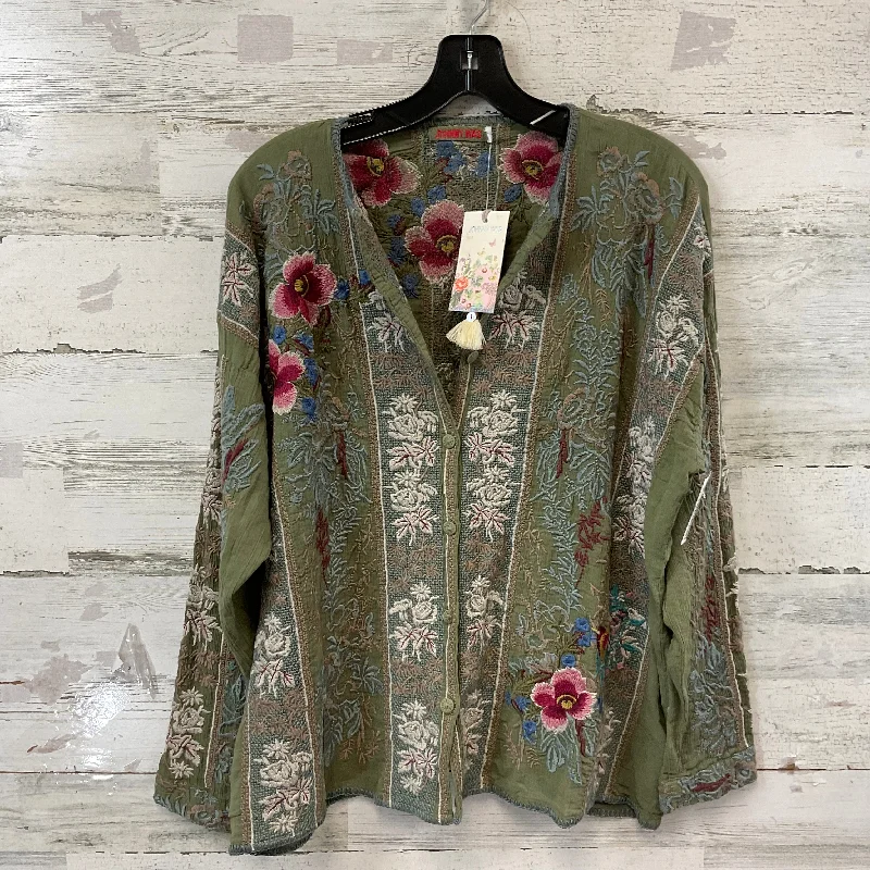 Blouse Long Sleeve By Johnny Was In Green, Size: S