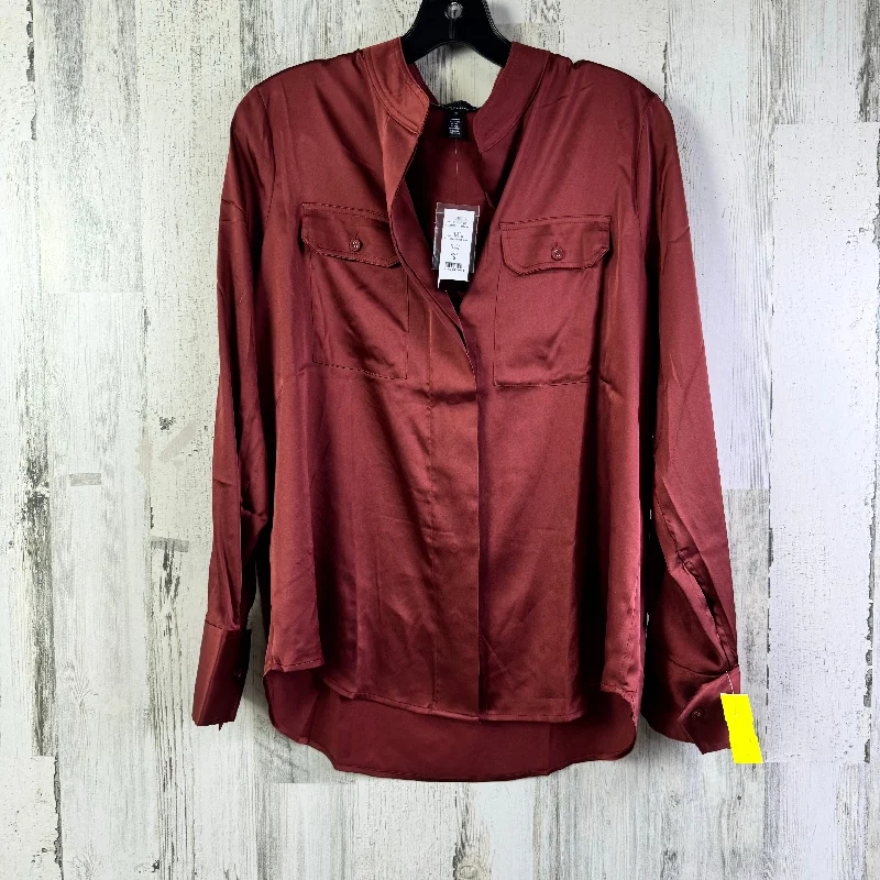 Blouse Long Sleeve By White House Black Market In Red, Size: S