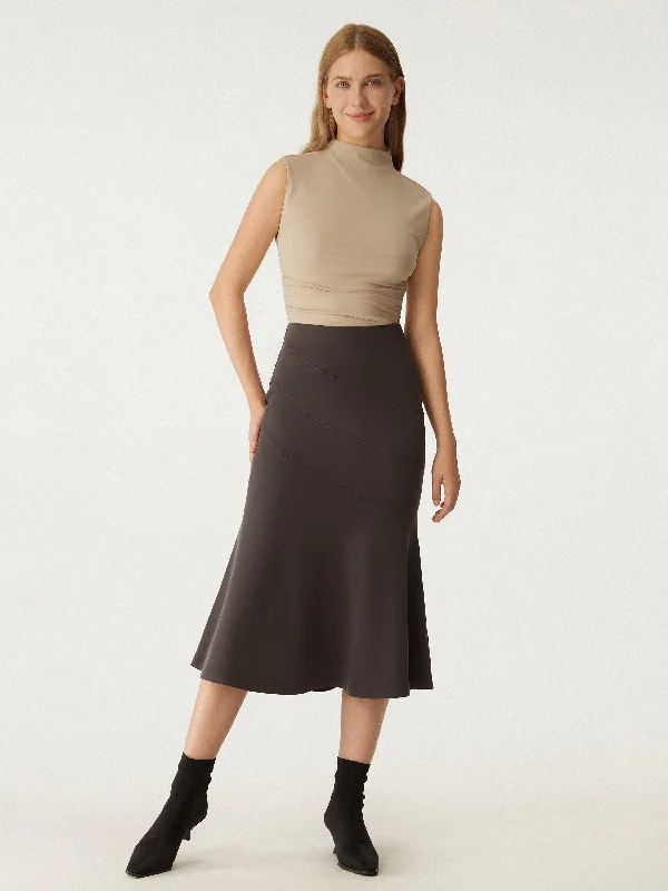 High Waisted Fishtail Midi Skirt