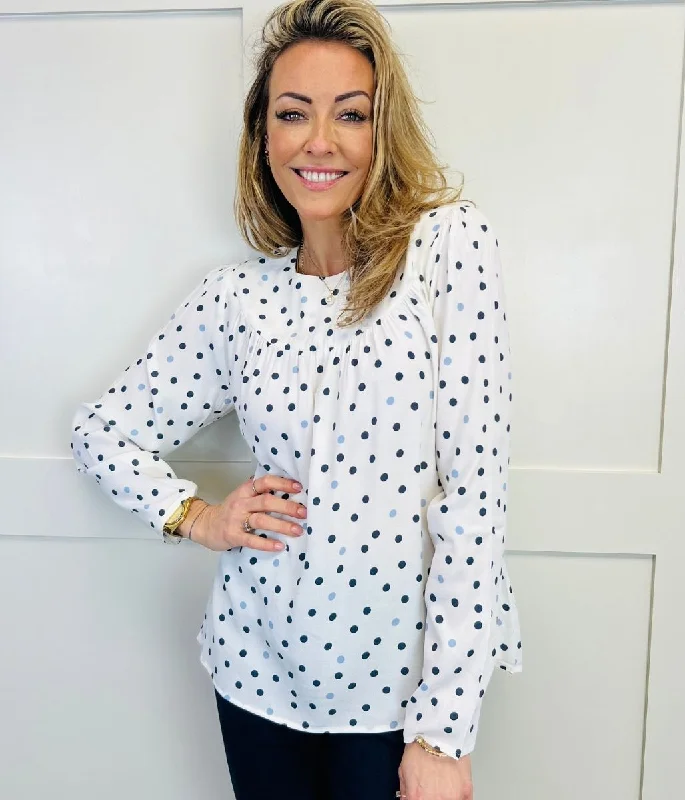 Ivory Spot Long Sleeve Top Size 20