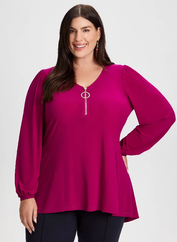 Zip Detail Tunic Top