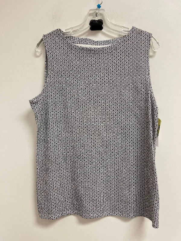 Top Sleeveless By Croft And Barrow In Black & White, Size: L