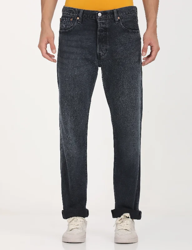 Men's 501 Straight Fit Charcoal Grey Button Fly Jeans