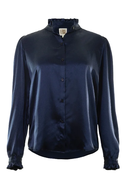 A Shirt Thing Peggy Silk Shirt in Midnight