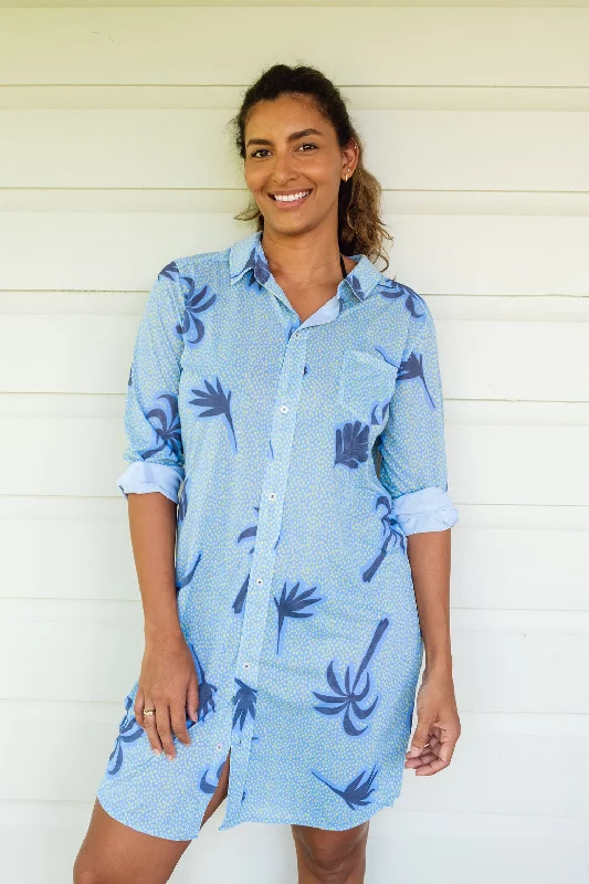 Barbara Beach UPF50 Dress - Blue Palm