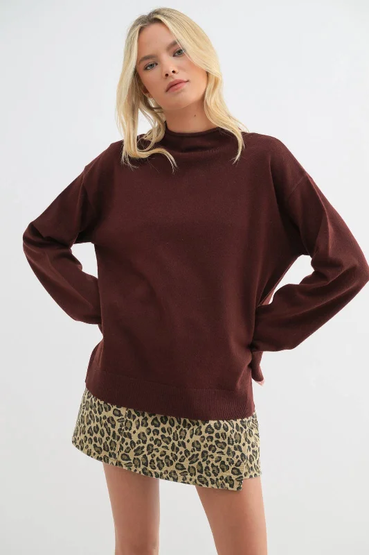 Bordeaux Mock Neck Sweater