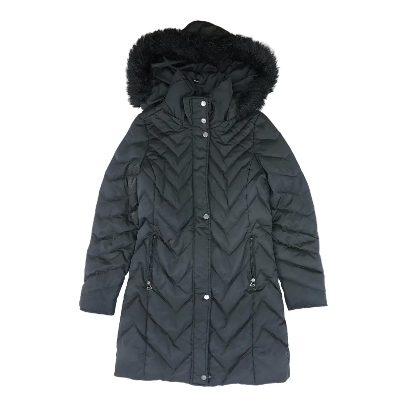 Black Solid Puffer Coat