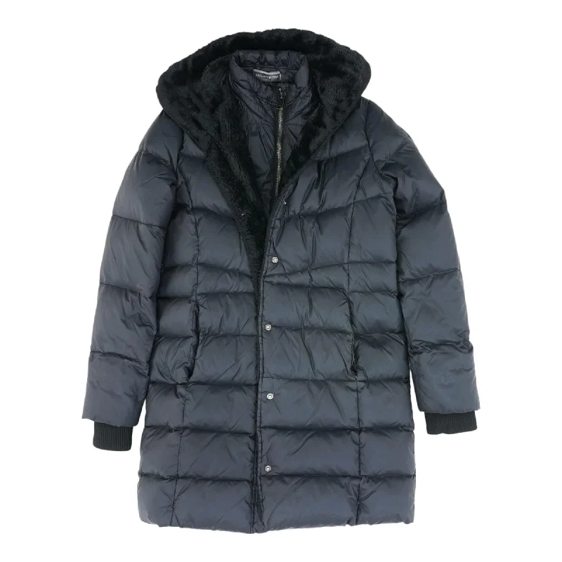 Black Solid Puffer Coat