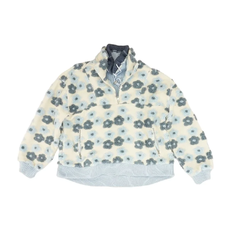 Blue Floral Fur Jacket