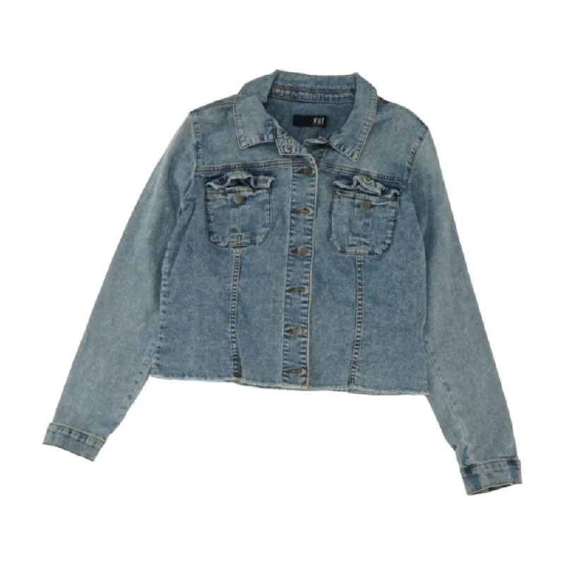 Blue Solid Denim Jacket