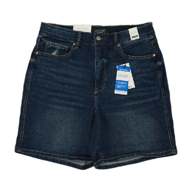 Blue Solid Denim Shorts