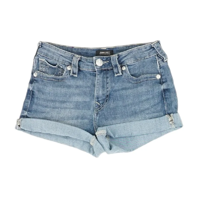 Blue Solid Denim Shorts