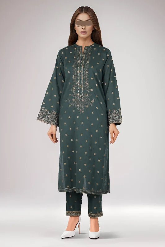 Embroidered Cotton Jacquard Stitched 2 Piece (Shirt/Trouser)