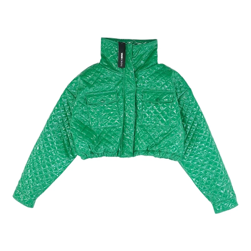 Green Solid Puffer Coat