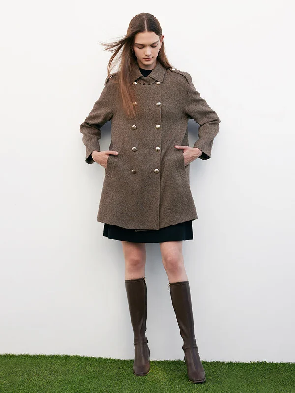 Machine Washable Wool Double-Breasted Women Coat