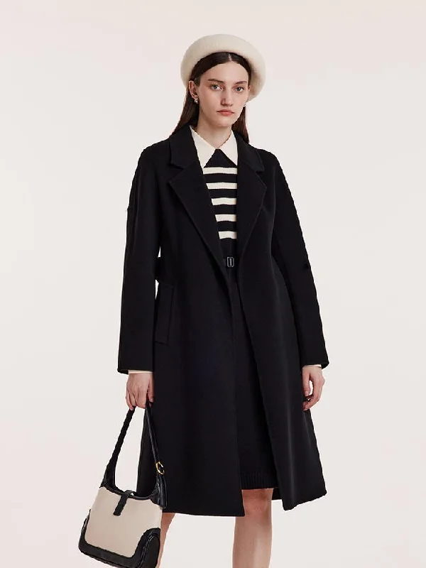 Pure Double-Faced Wool Notched Lapel Women Coat