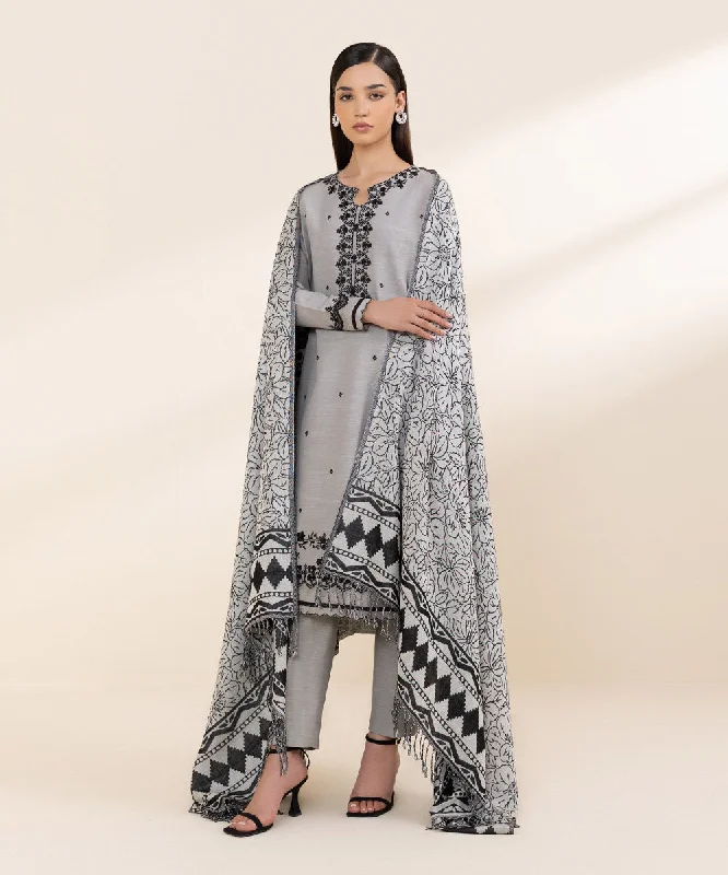 3 Piece - Embroidered Khaddar Suit