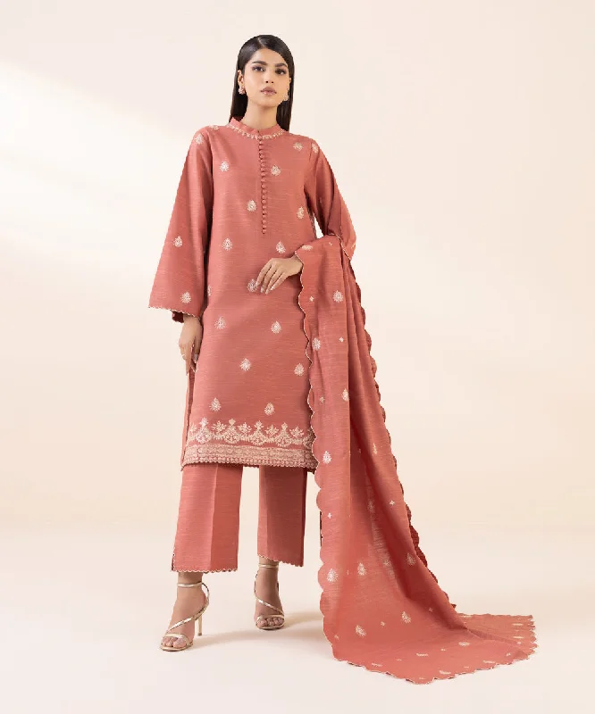 3 Piece - Embroidered Khaddar Suit