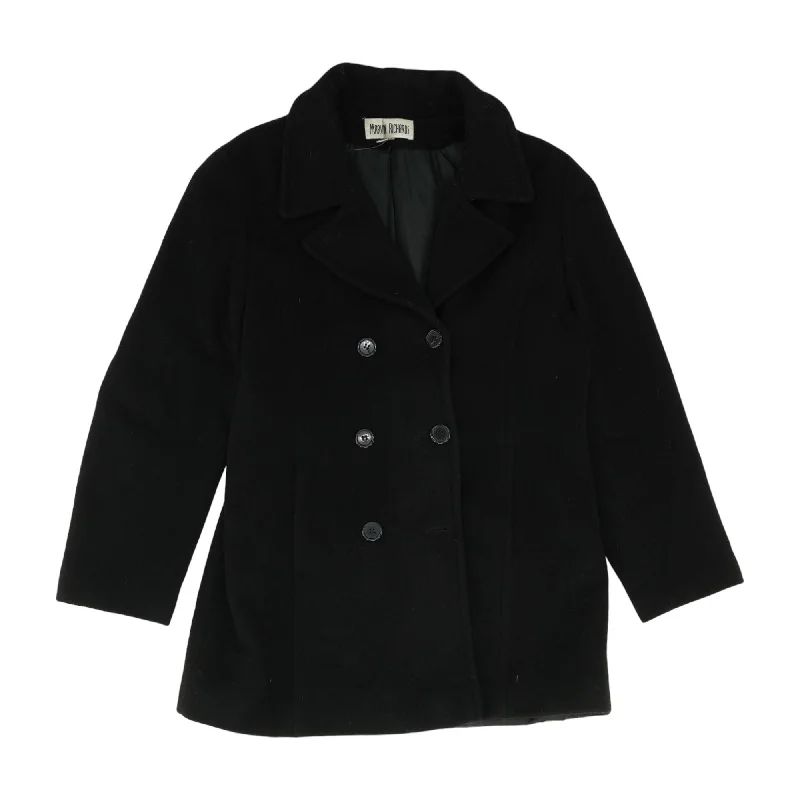 Vintage 1990's-2000's Black Wool Blend Topcoat Coat