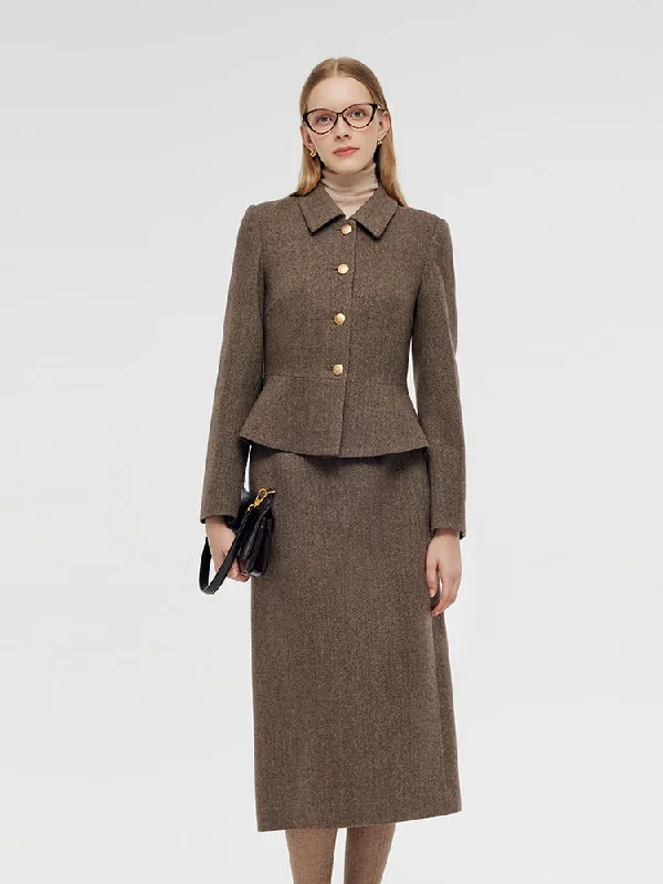 Washable Wool Jacket And Skirt Two-Piece Set