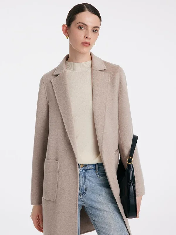 Wool And Cashmere Mid-Length Double-Faced Women Coat