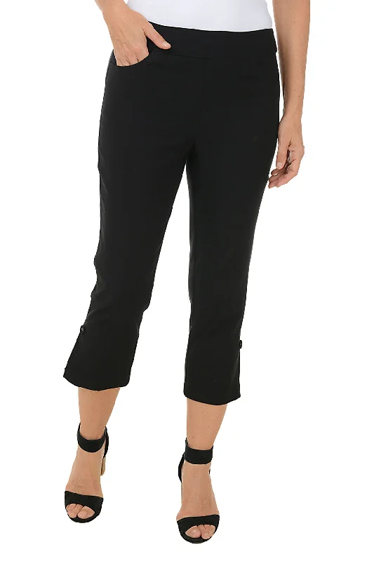 Pull-On Button Hem Capri Pant