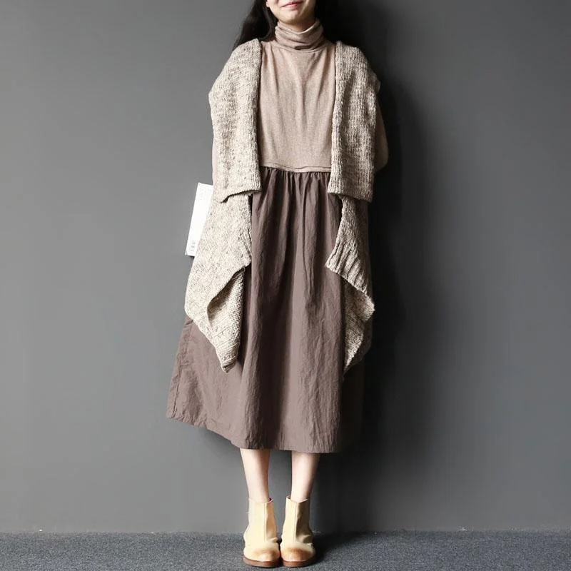 Asymmetrical woolen knitted cardigan oversize