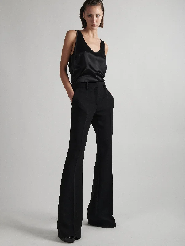 Black crepe bootleg trousers