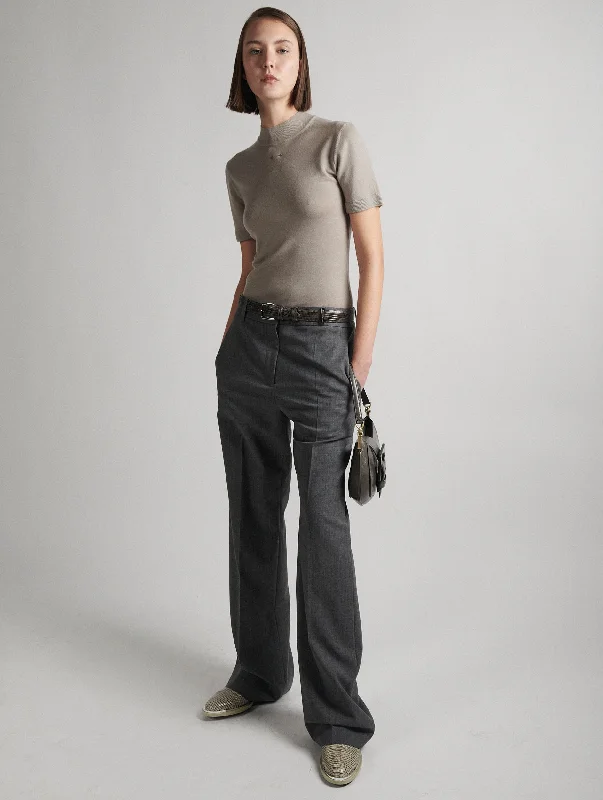 Grey  wool gabardine low-waist trousers