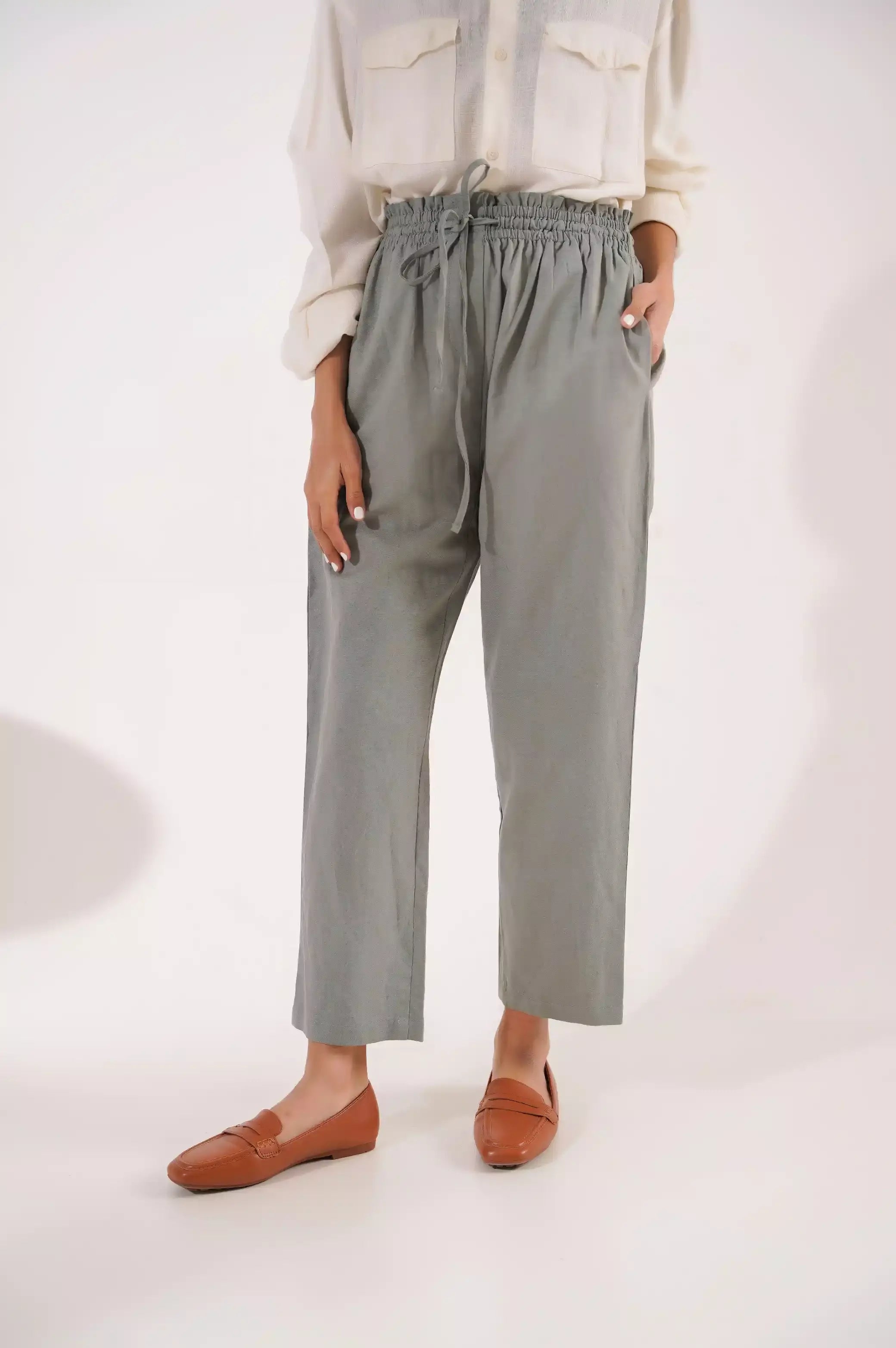 LINEN PAPERBAG PANTS