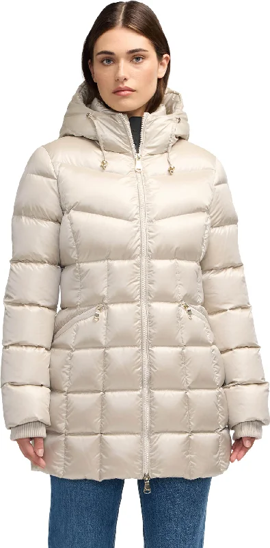 Zola Box Quilt Mid-Length Puffer Jacket with Fixed Hood - Women's|-|Manteau matelassé mi-long à piquage en carré avec capuchon fixe Zola - Femme