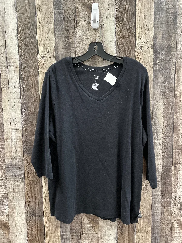 Top 3/4 Sleeve By St Johns Bay In Black, Size: 2x