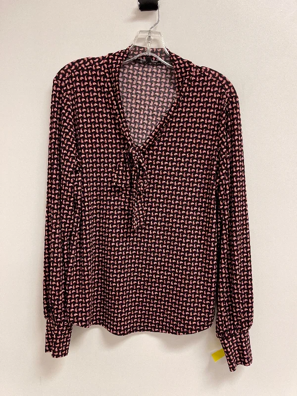 Top Long Sleeve By Adrianna Papell In Black & Red, Size: M