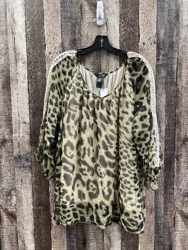 Top Long Sleeve By Ali Miles In Animal Print, Size: 1x