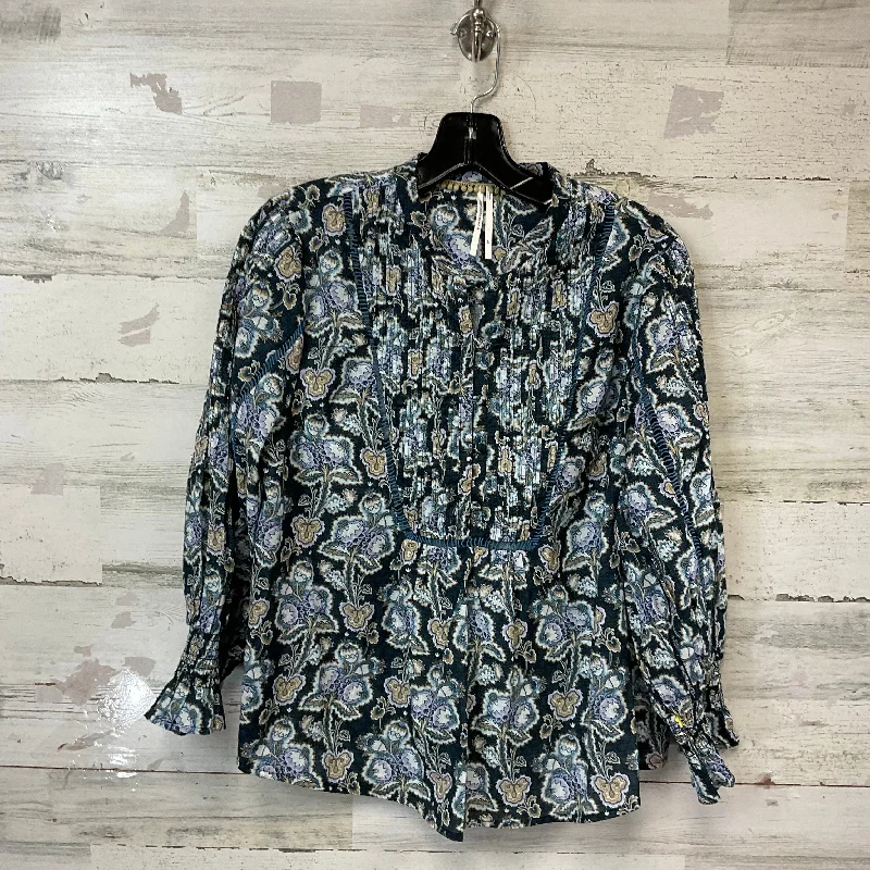 Top Long Sleeve By Anthropologie In Blue, Size: S