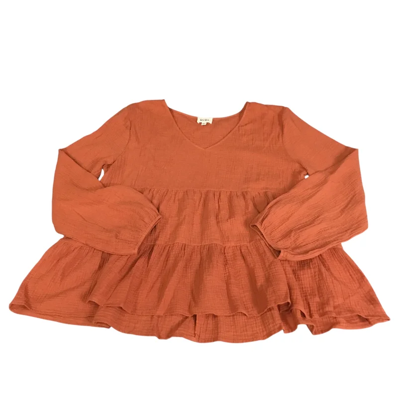 Top Long Sleeve By Bibi In Orange, Size: L