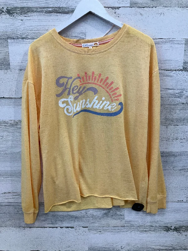 Top Long Sleeve By C And C In Yellow, Size: L