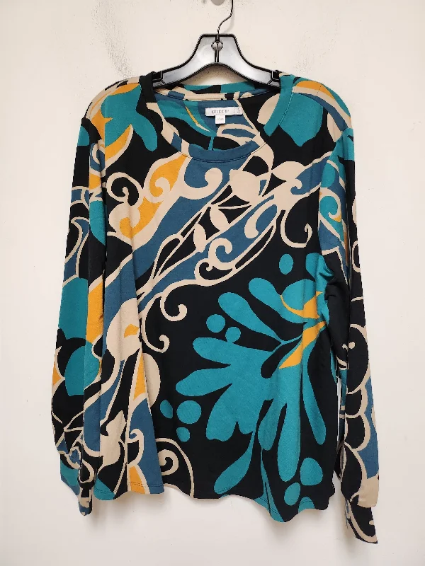 Top Long Sleeve By Chicos In Black & Green, Size: 2x