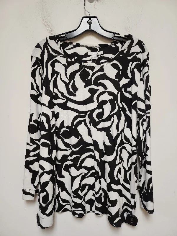 Top Long Sleeve By Chicos In Black & White, Size: 2x