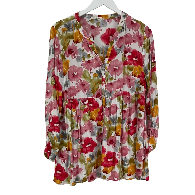 Top Long Sleeve By Christian Siriano In Floral Print, Size: L