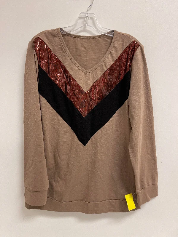 Top Long Sleeve By Clothes Mentor In Brown, Size: M