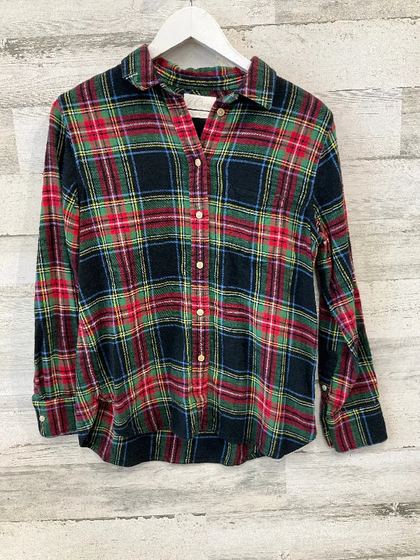 Top Long Sleeve By Clothes Mentor In Plaid Pattern, Size: S