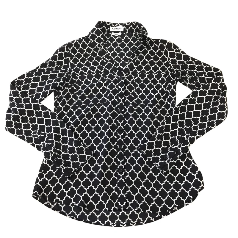 Top Long Sleeve By Express In Black & White, Size: Xs