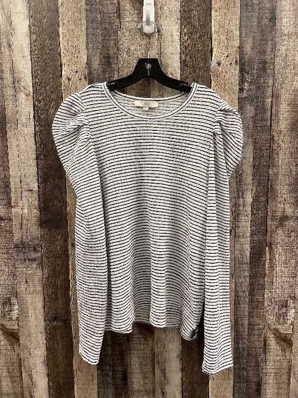 Top Long Sleeve By Loft In Black & White, Size: Xl