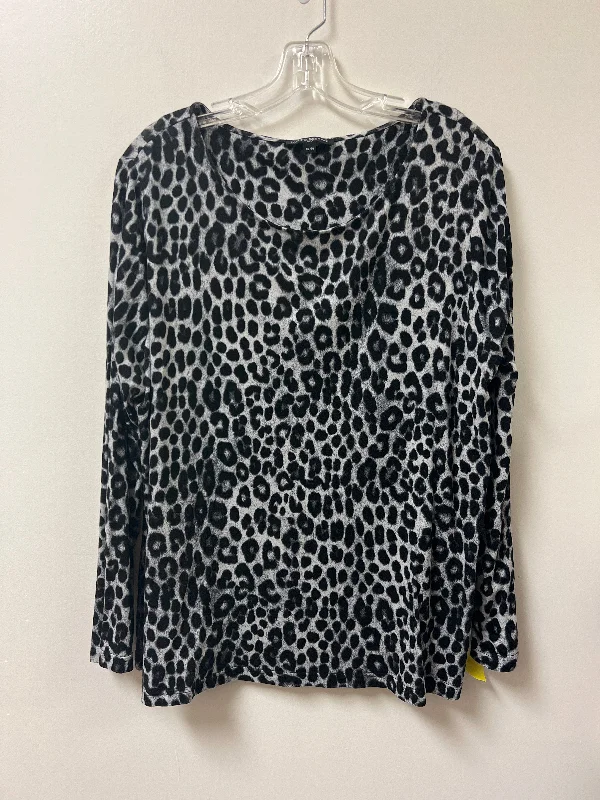 Top Long Sleeve By Mario Serrani In Animal Print, Size: Xl