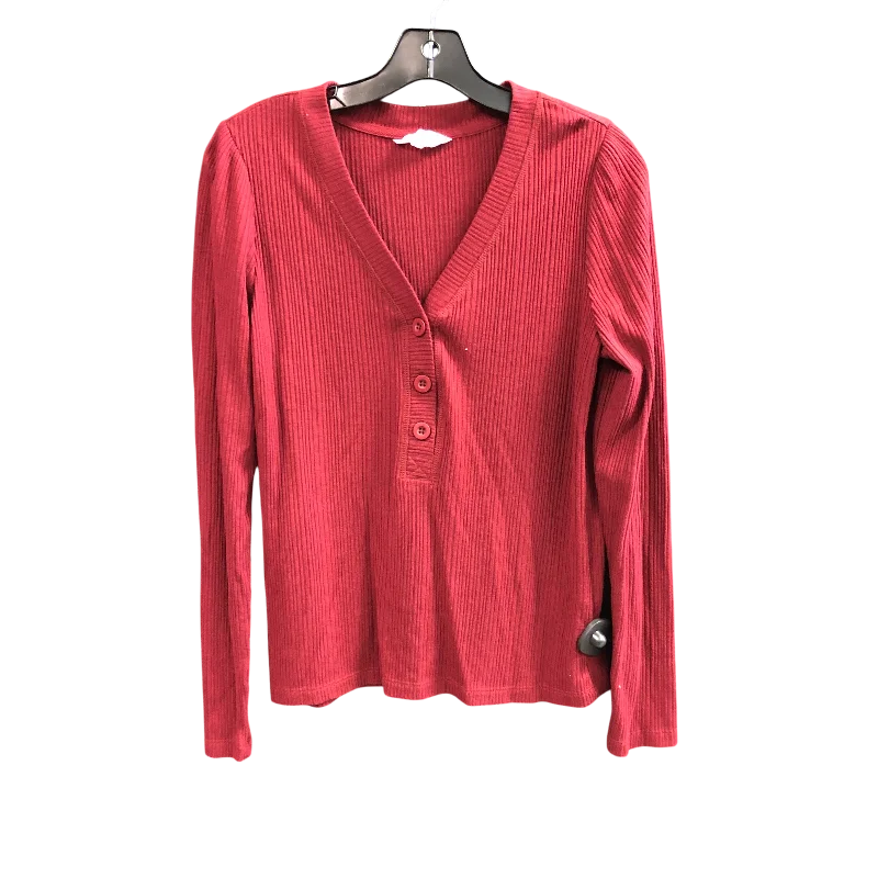 Top Long Sleeve By Nicole Miller In Red, Size: L