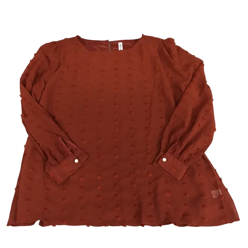 Top Long Sleeve By Zenana Outfitters In Brown, Size: Xl